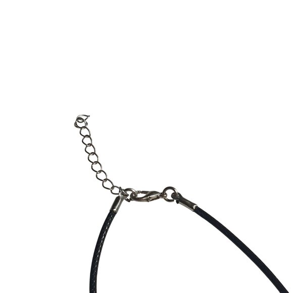 Rose Glass Chrystal Pendulum Pendant Necklace Black Leather Cord Adjustable Gift - Picture 2 of 5